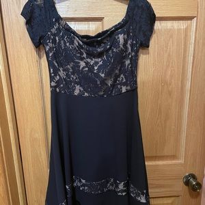 Black high low dress with lace
